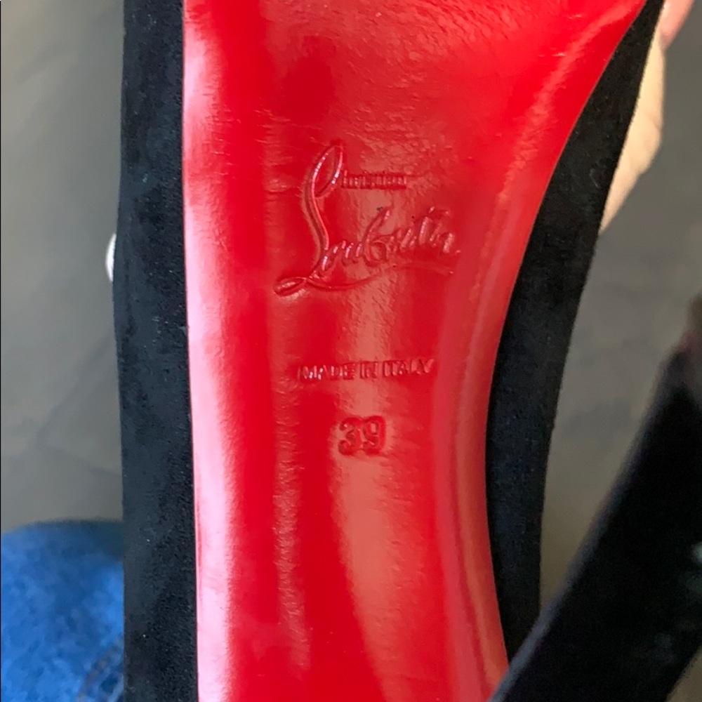 Louboutin Suede Peep Toe Pumps - Picture 12 of 13